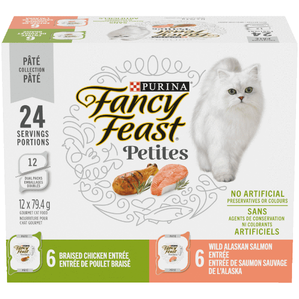 Fancy Feast Premium Petites Pate Collection Wet Cat Food Variety Pack - 12 Trays of Delectable Single - Serve Entrees