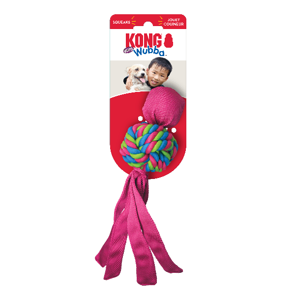 KONG Wubba Weaves Durable Dog Toy with Squeaker for Fetch Games