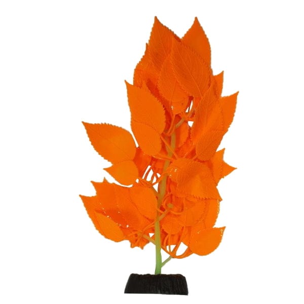 Glow-in-the-Dark Orange Broad-Leaf Hygrophila Style Silicone Aquarium Decoration Plant Set of 7 Pieces