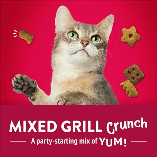 Friskies Party Mix Cat Treats - Mixed Grill Crunch with Real Chicken, Beef, and Salmon Flavors