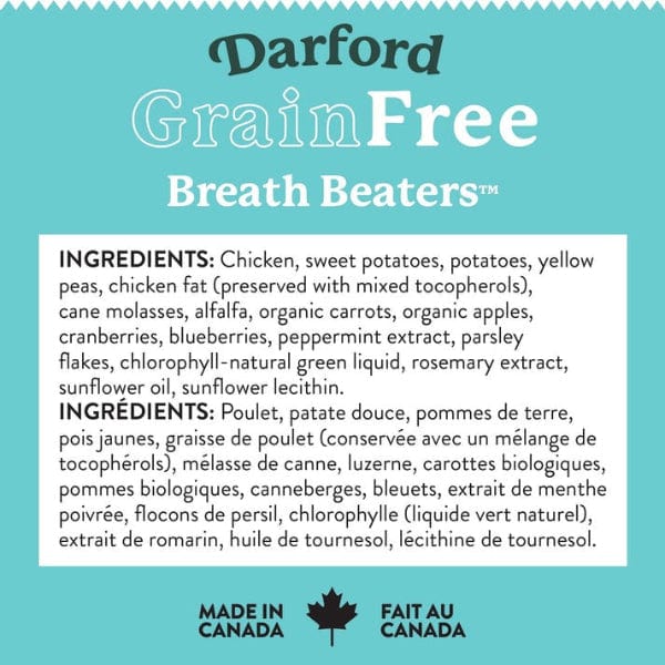 Darford Grain-Free, All-Natural Oven-Baked Dog Treats - Breath Beaters with Real Chicken