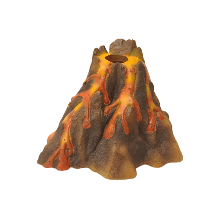 Aquarium Decoration Fish Gear Volcano Ornament Featuring Airstone and LED Lighting