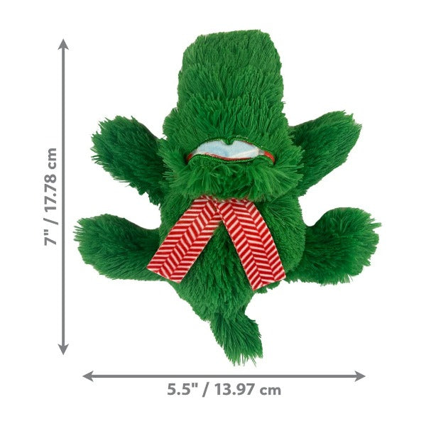 KONG Cozie Small Holiday Alligator Plush Dog Toy