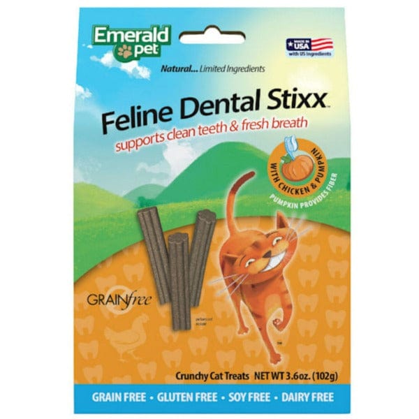 Emerald Pet Chicken & Pumpkin Feline Dental Sticks for Optimal Oral Care