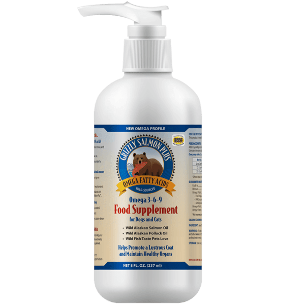 Grizzly Wild Alaskan Salmon Omega 3-6-9 Dog Food Supplement for Optimal Pet Health