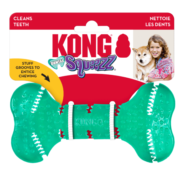KONG Squeezz Dental Bone - Ideal Dog Toy for Light Chewers