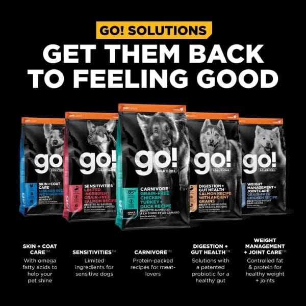 Go! Solutions Premium Grain-Free Dry Dog Food with Chicken, Turkey & Duck Recipe for Adult Dogs