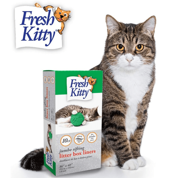 Fresh Kitty Jumbo-sized Sifting Litter Box Liners - Pack of 10 for Easy Cat Litter Waste Removal