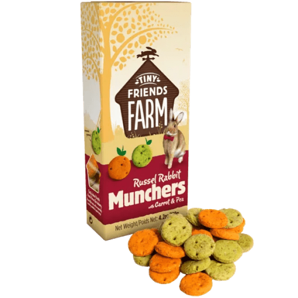 Tiny Friends Farm; Delicious Russel Rabbit Munchers Pet Treats for Rabbits, Guinea Pigs, Hamsters, Gerbils, Mice and Rats
