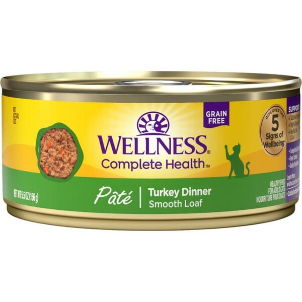 Wellness Complete Health Premium Pate-style Turkey Dinner Canned Cat Food for Optimal Feline Wellness