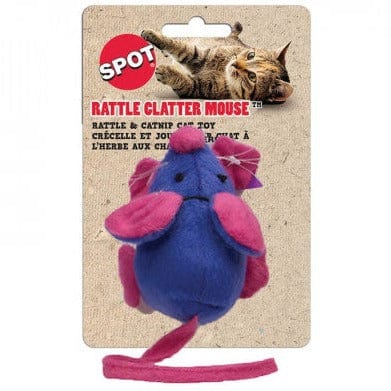 Plush Spot Rattle Clatter Catnip-Filled Cat Toy in the Shape of a Mouse