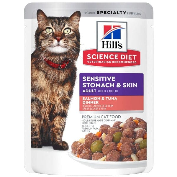 Science Diet Prime Life Salmon & Tuna Cat Food Pouches for Sensitive Stomach & Skin