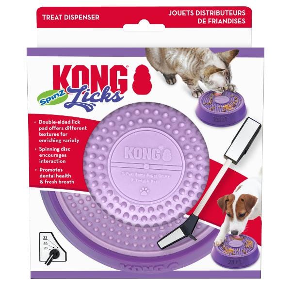 KONG Licks Spinz Interactive Rotating Cat & Dog Toy with Removable Double - Sided Pad