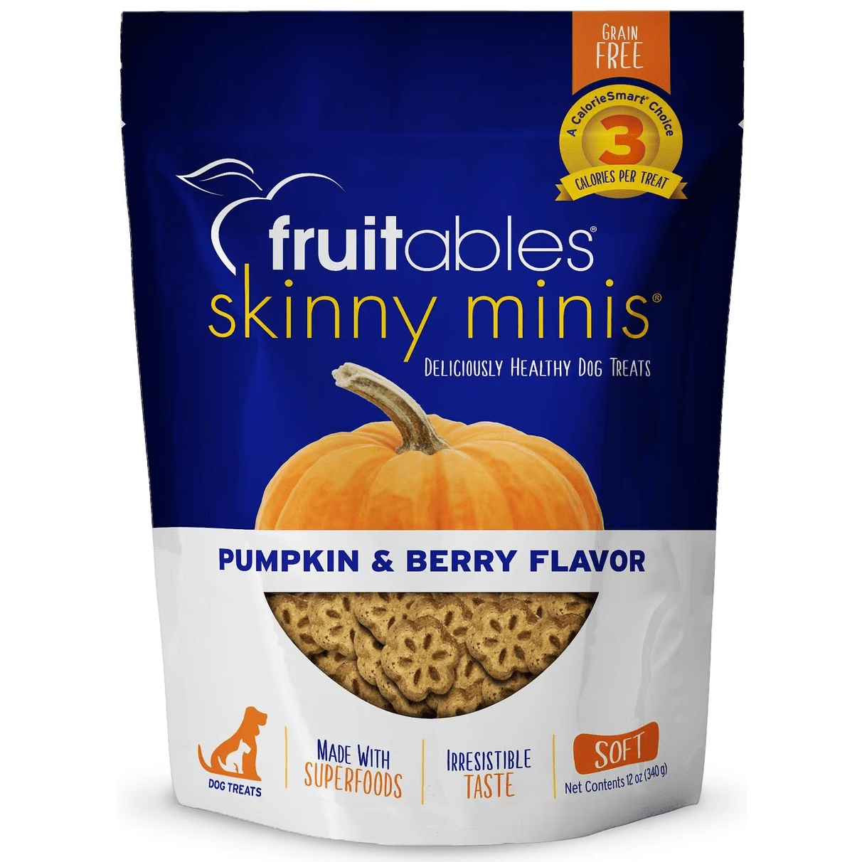 Fruitables Skinny Mini-sized Dog Treats with Pumpkin and Berry Flavors for Training and Daily Rewards
