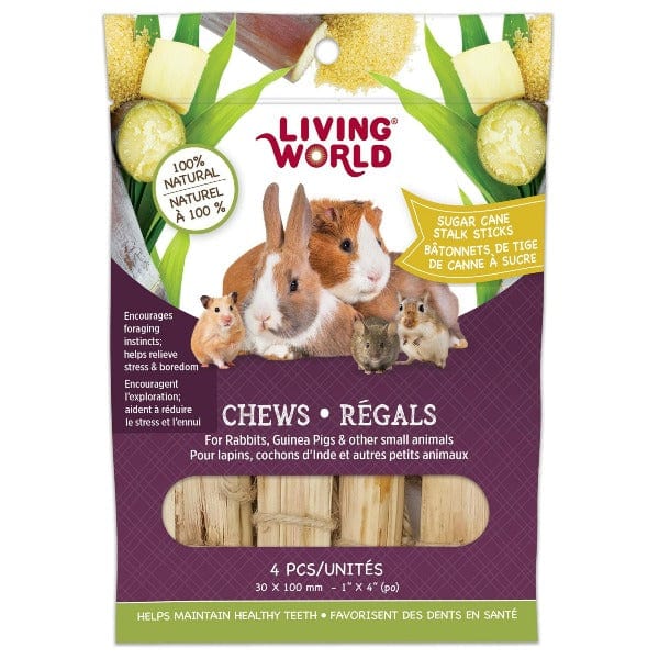 Living World All - Natural Sugarcane Stalk Chewing Sticks for Small Animal Pets