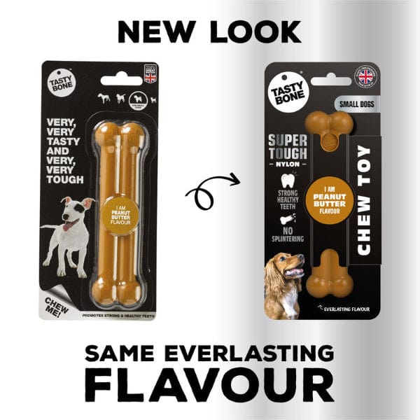 Delicious TastyBone Nylon Dog Chew Bone with Peanut Butter Flavour