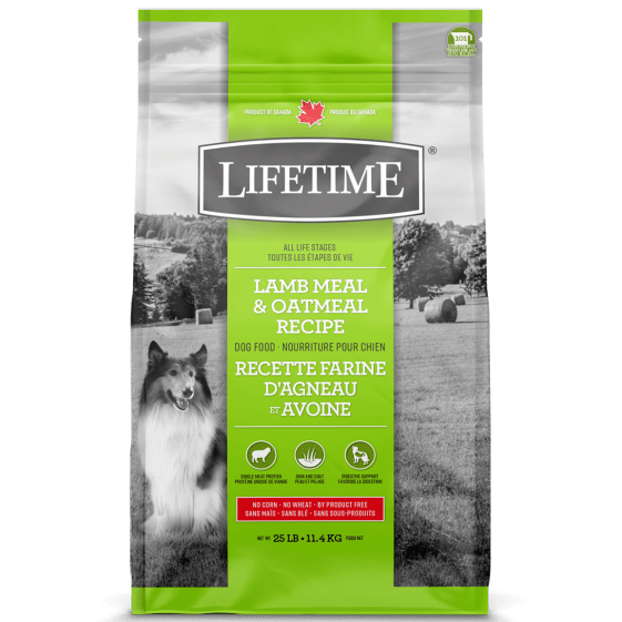 Lifetime Dry Dog Food with Lamb Meal and Oatmeal Recipe, 11.4kg - Ideal for All Life Stages of Dogs