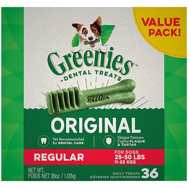 Greenies All - Natural Original - Flavored Regular - Sized Dog Dental Chew Treats for Oral Health