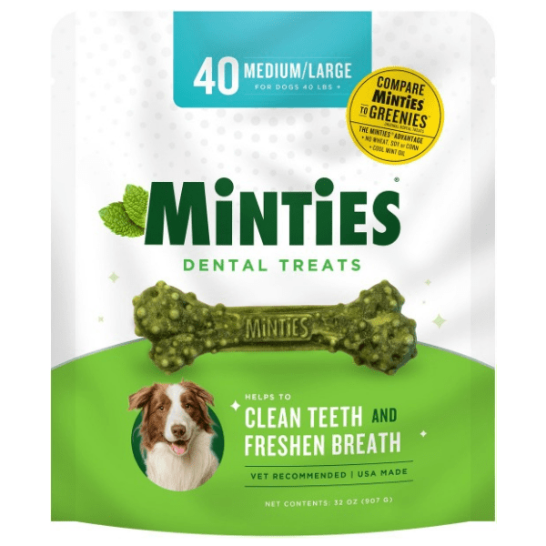 Minties Medium and Large-Sized Dental Chew Bones for Canine Companions