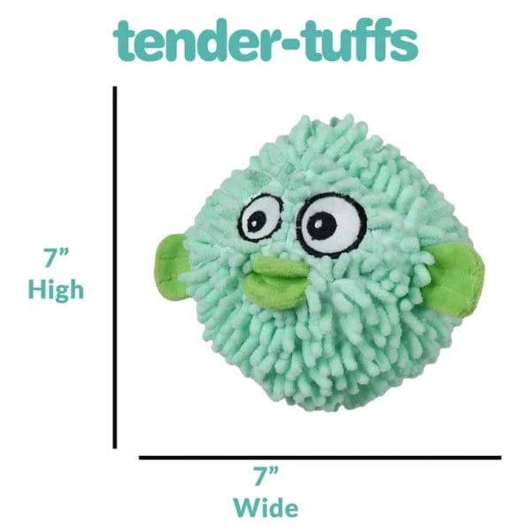 Tender-tuffs Soft and Durable Pufferfish Shaped Plush Dog Toy for Active Canines