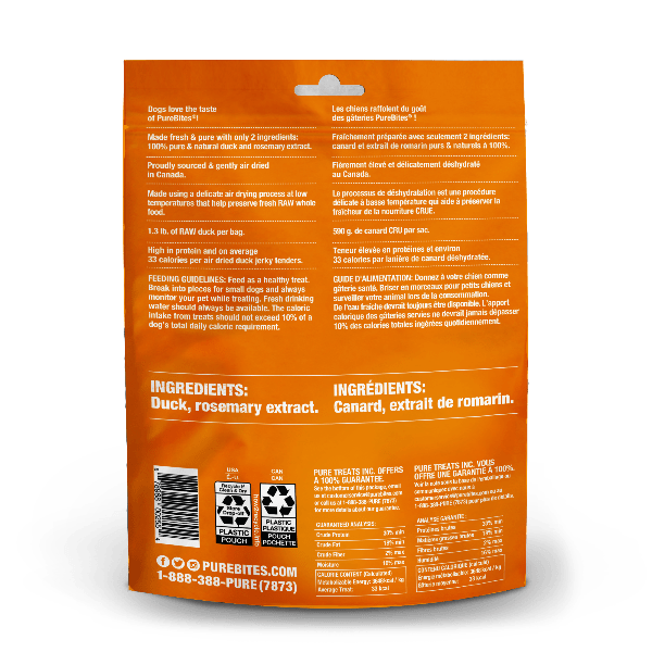 PureBites Premium Air - Dried Duck Jerky Treats for Dogs