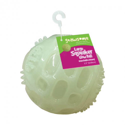 Gnawsome Glowing Squeaker Ball for Small and Medium Dogs - 3.5'