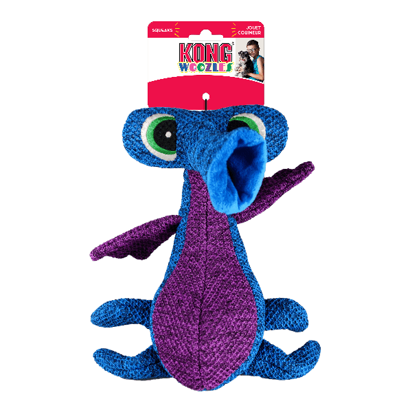 Blue KONG Woozles Dog Toy with Reinforced Material and Multiple Squeakers