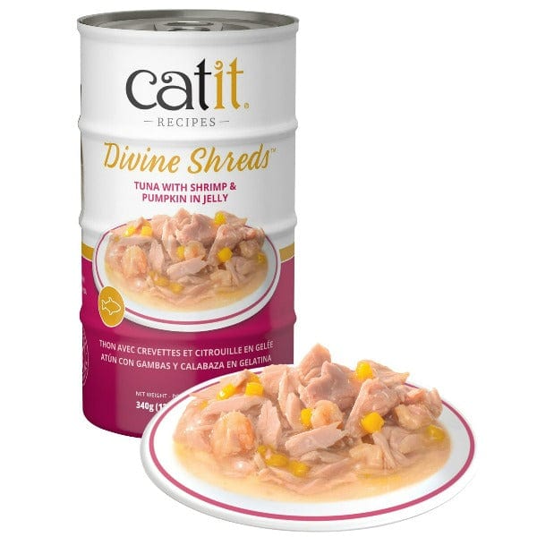 Catit 4-Pack Divine Shreds Canned Cat Food Topper: Tuna, Shrimp & Pumpkin in Jelly