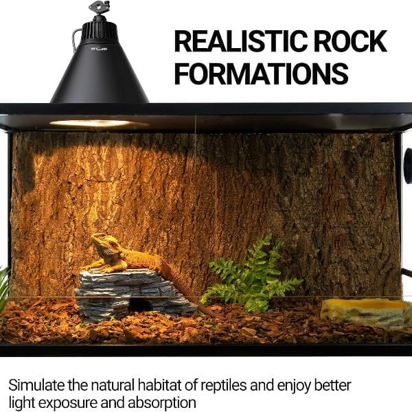Reptizoo High - Quality Resin Corner Hide Cave with Heat - Absorbing Slate Stone
