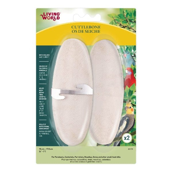 Living World Natural Cuttlebone with Metal Holder for Pet Birds