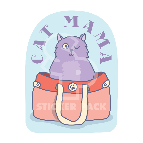 Matte Finish Cat Mama Sticker Pack with Small and Large Stickers