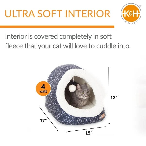 K&H Grey Thermo-Pet Heated Cat Bed with Unique Design