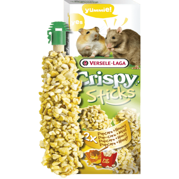 Versele-Laga Oven-Baked Crispy Snack Sticks for Pet Hamsters and Rats with Popcorn and Honey Flavor