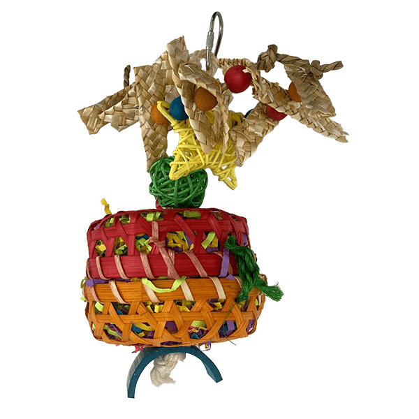 Colorful Foraging Basket Bird Toy with Diverse Textures for Tweeters