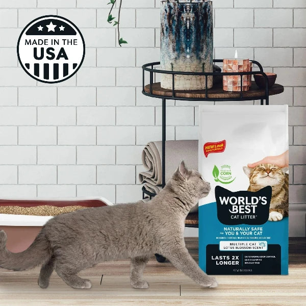 Top-Rated Multiple Cat Lotus Blossom Scented 28lb Clumping Corn Cat Litter