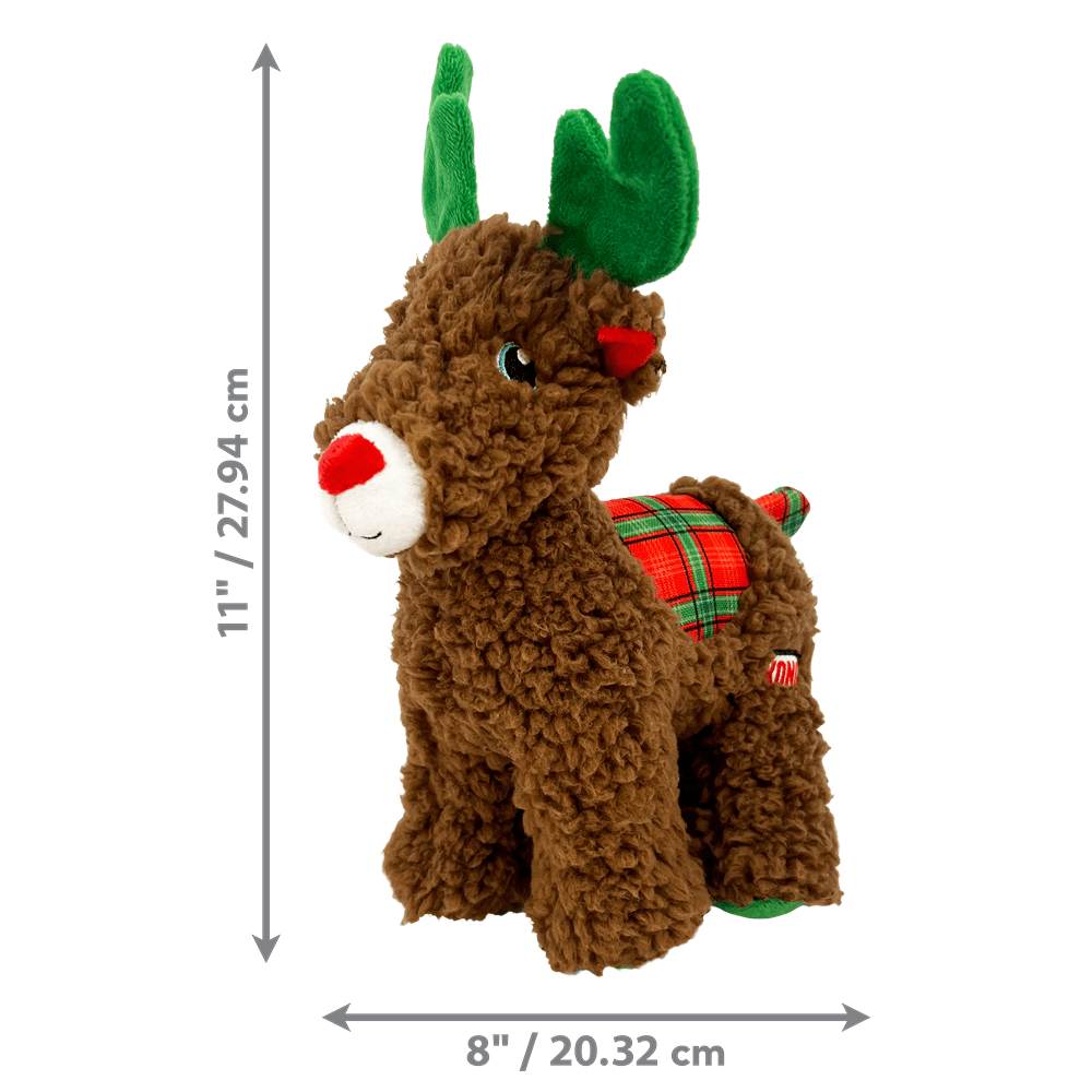 KONG Brand Holiday Season Sherpas Reindeer Plush Dog Toy for Indoor and Gentle Play