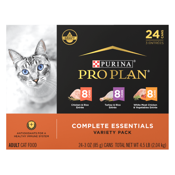 Purina Pro Plan Complete Essentials 24-Can Variety Pack of Chicken & Turkey Flavor Canned Cat Food