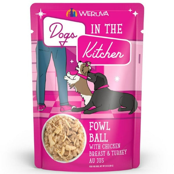 Premium Dog Food - Dogs in the Kitchen Fowl Ball Pouch with Diverse Proteins for Canine Delight