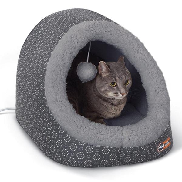 K&H Grey Thermo-Pet Heated Cat Bed with Unique Design