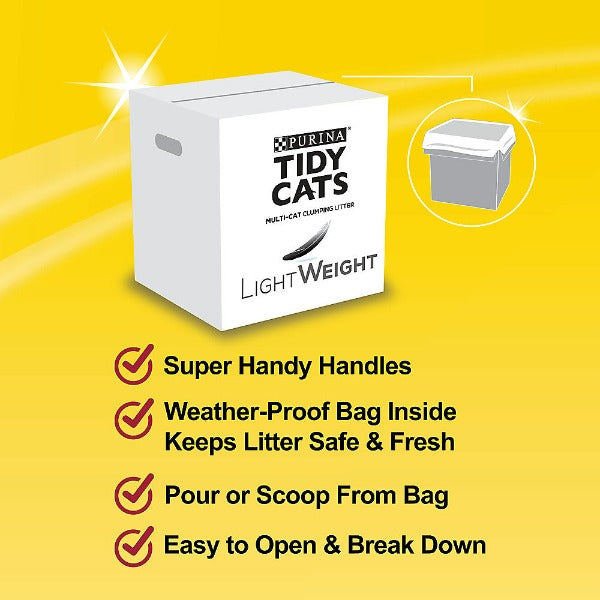 Tidy Cats Lightweight, Unscented, Dye-Free, Clumping Multi-Cat Cat Litter with TidyLock Protection and Ammonia Blocker Technology