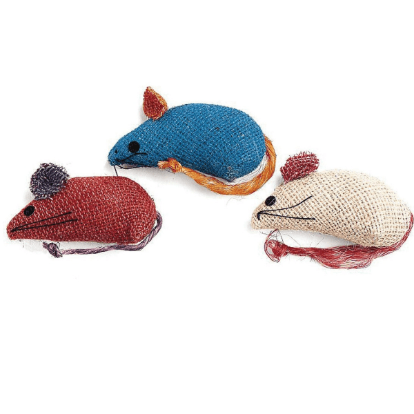 Assorted Multicolored Burlap Catnip-Filled Mice Cat Toys
