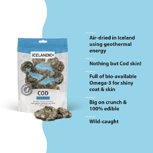 100% Pure Icelandic Cod Skin Rolls - Healthy Dog Treats (Special Order)