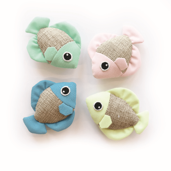 M-PETS Interactive Play Fish Cat Toy with Fluorescent Fabric and Catnip