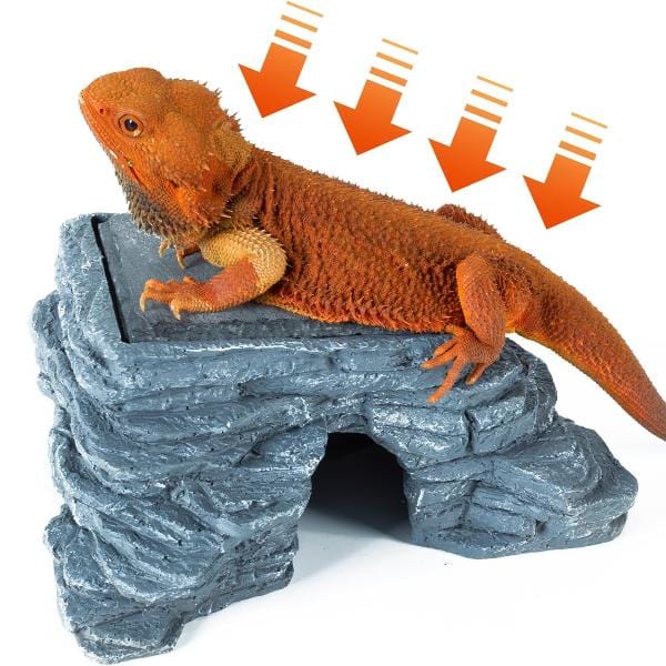 Reptizoo High - Quality Resin Corner Hide Cave with Heat - Absorbing Slate Stone
