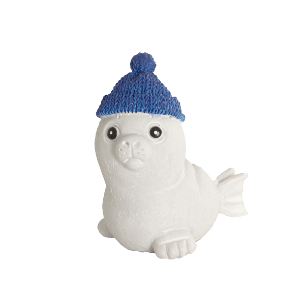 Cute Fish Gear Seal Aquarium Ornament with Stylish Blue Hat