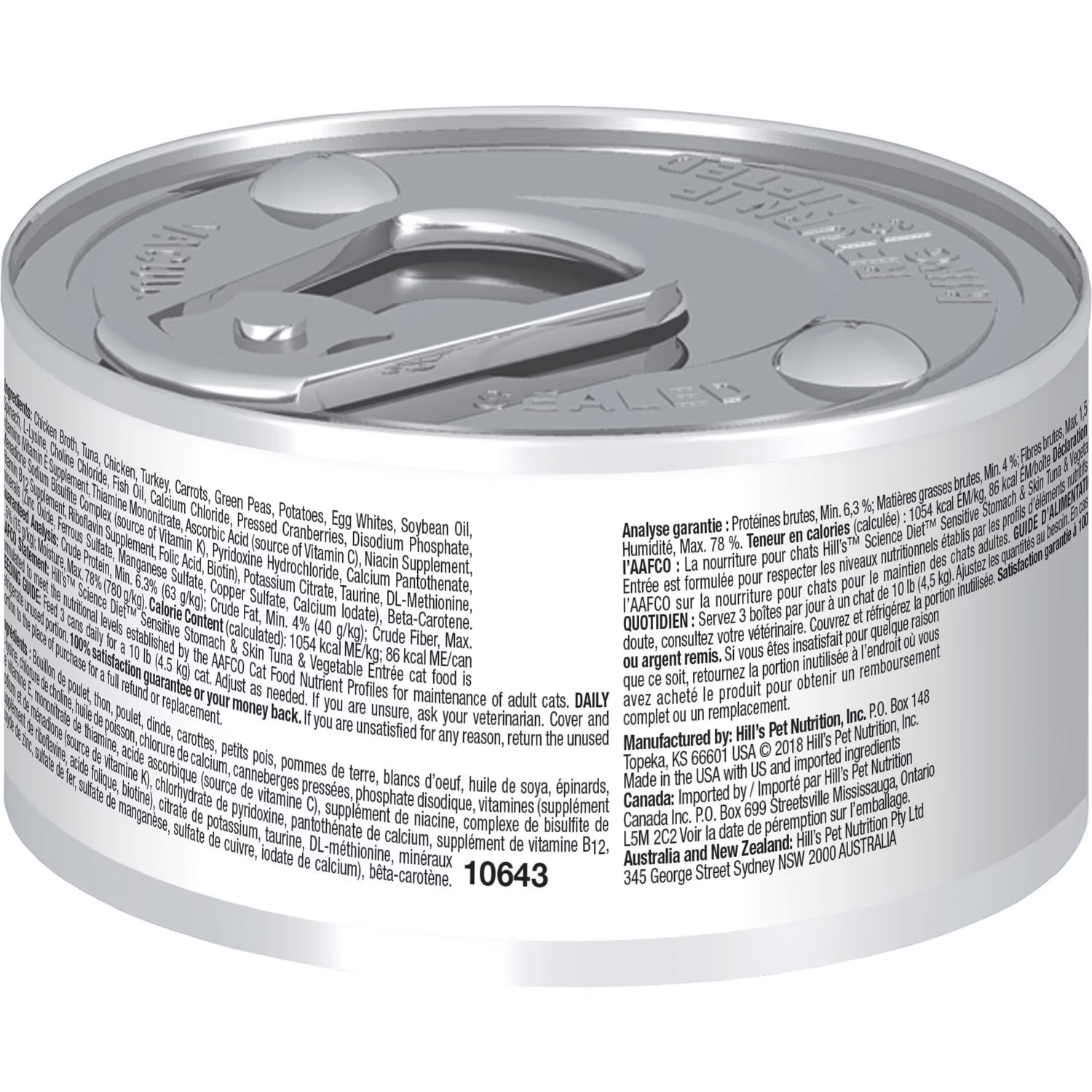Hill's Science Diet Adult Canned Cat Food - 2.9oz Tuna & Vegetable for Sensitive Skin & Stomach