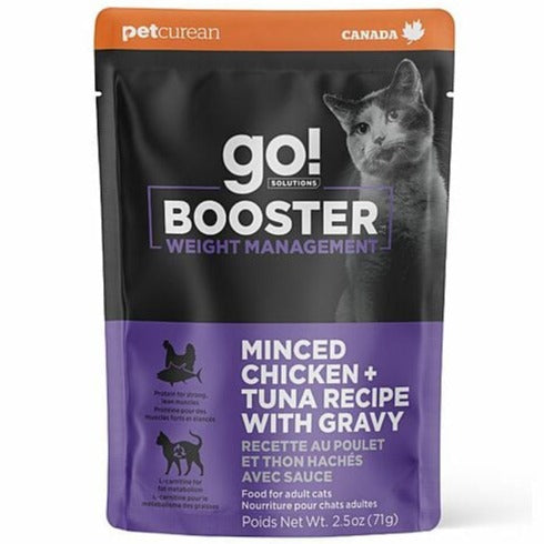 Go! Solutions Booster Wet Cat Food for Weight Management - Minced Chicken and Tuna with Gravy