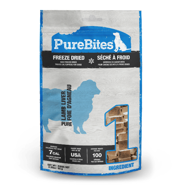 PureBites 95g Freeze - Dried High - Value Lamb Liver Dog Treats
