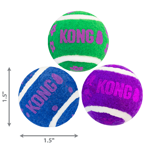 KONG Interactive Cat Tennis Balls with Bells - Ideal Active Toy for Cats