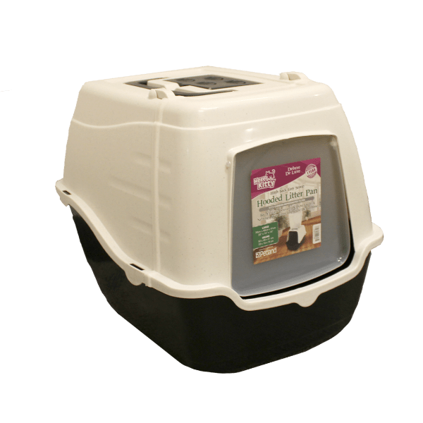 Here Kitty Deluxe High Back Hooded Easy Scoop Cat Litter Pan for Clean and Odor-Free Home